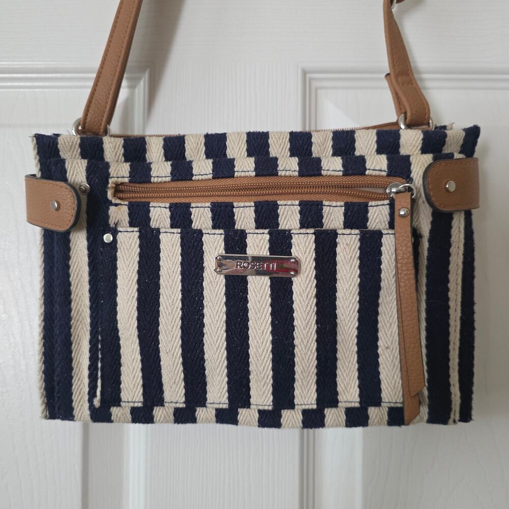 Rosetti Zuma Lizzie Shai Mini Crossbody Navy & White Canvas